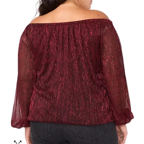 Vince Camuto
Plus Size Metallic Off-The-Shoulder Tie-Front Bouse - Picture 2 of 4